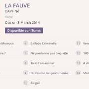 Le texte musical LADY DANGERINE de DAPHNÉ est également présent dans l'album La fauve (2014)